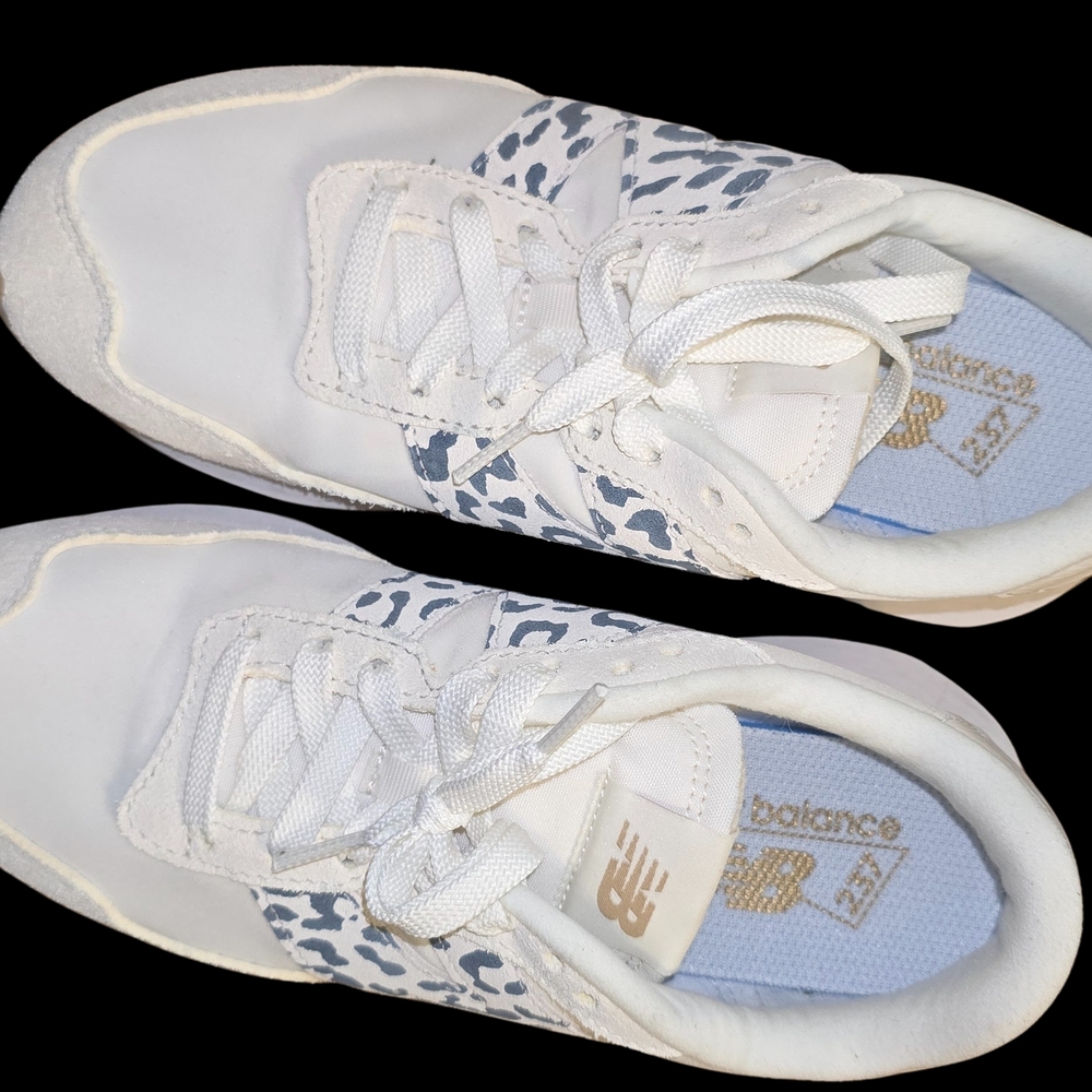 New Balance White and Blue Sneakers